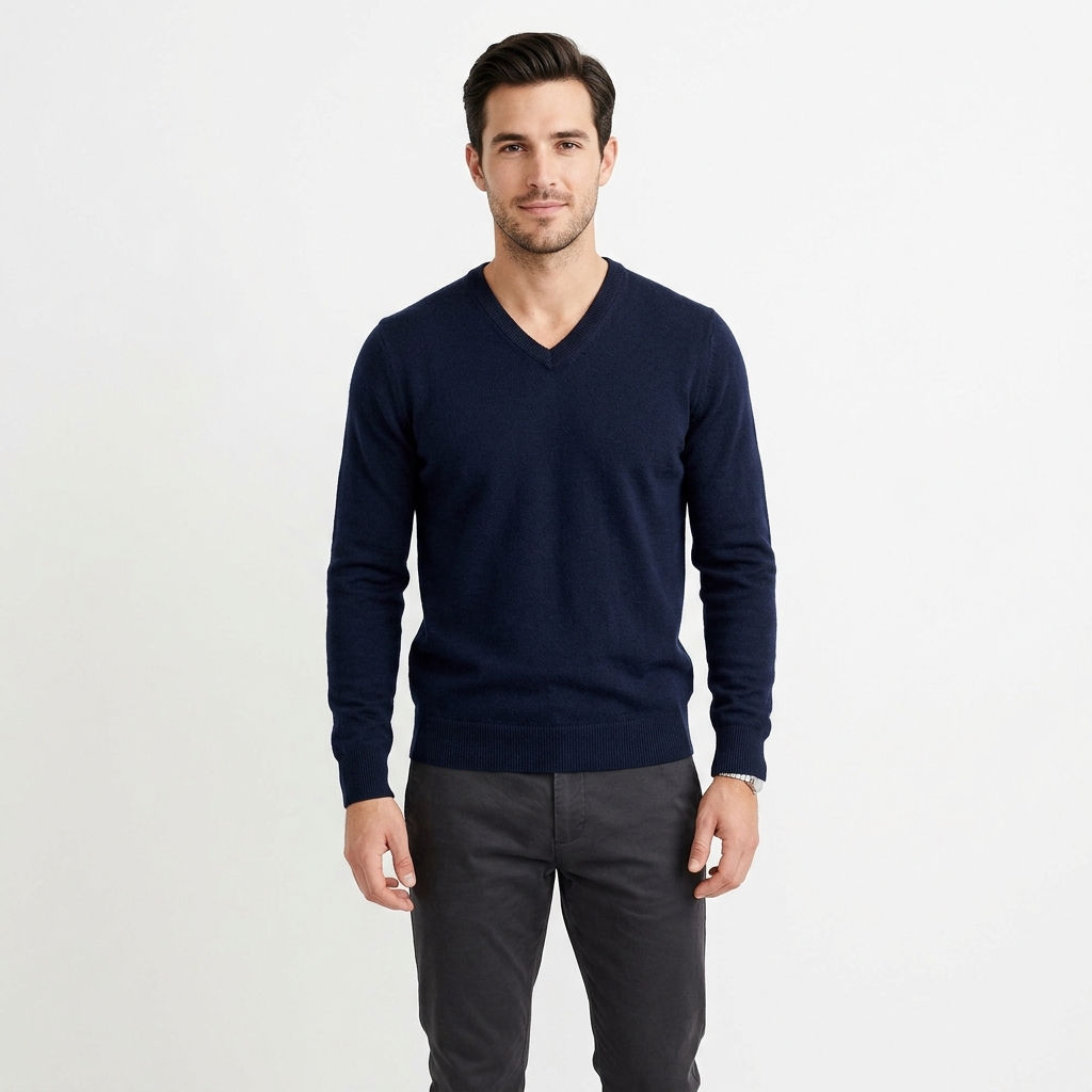 Merino Yün V-Yaka Triko